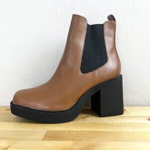 MIA Chelsea Boot Cognac Brown Burnap Platform Chunky Heel‎ Pull On Size 11 NEW